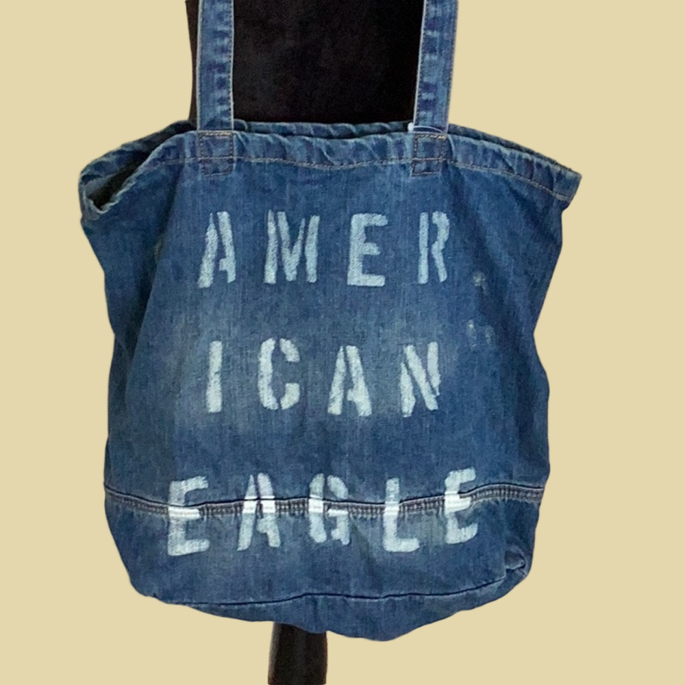 American Eagle distressed Blue Denim jean tote Bag. ❗️NEW❗️